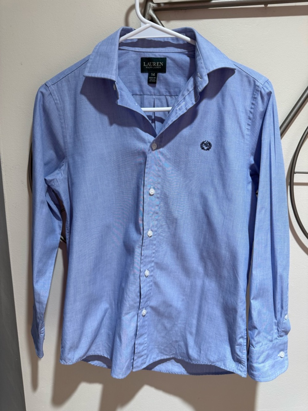 Lauren Ralph Lauren Boy’s Light Blue Button-Down Shirt Size 14 Cotton Blend